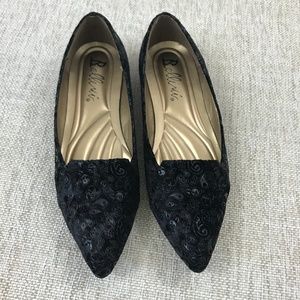 Bellini Embossed Velvet "Flora" Pointed Toe Flats